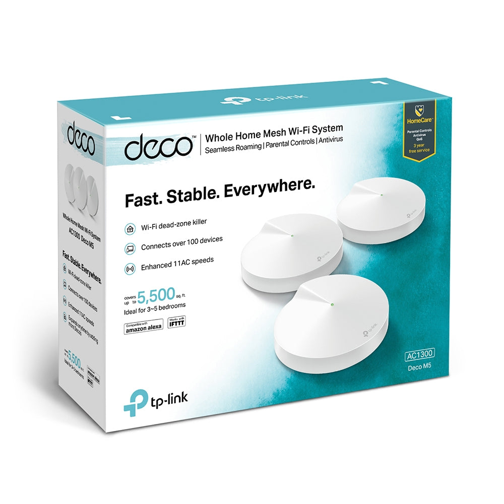 KIT, SISTEMA WIFI, TP-LINK DECO M5(3-PACK), BLANCO, 1300MBS